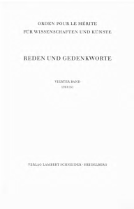reden und gedenkworte - orden pour le mérite