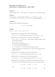 Lösungen der Klausur in Elementarer Zahlentheorie, SoSe 2007