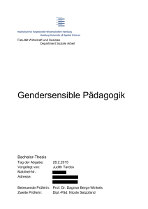 Gendersensible Pädagogik - Dokumentenserverhosting der SUB