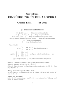 Skriptum EINF¨UHRUNG IN DIE ALGEBRA - ig