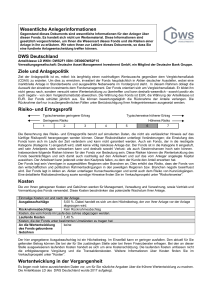 Wesentliche Anlegerinformationen DWS Deutschland Ziele und