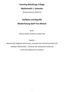 Mathe 1. Semester Stoffplan und Begriffe