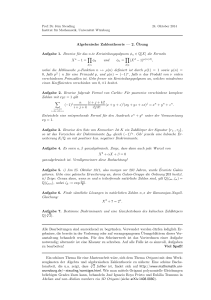 Algebraische Zahlentheorie — 2. ¨Ubung Aufgabe 1. Beweise für