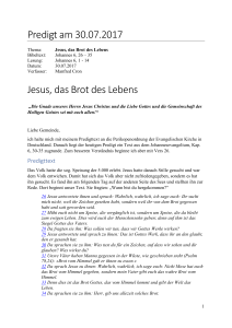 Predigt am 30.07.2017 Jesus, das Brot des Lebens - FeG Essen