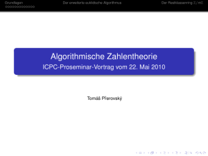 Algorithmische Zahlentheorie - ICPC-Proseminar