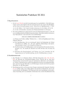 Statistisches Praktikum SS 2011