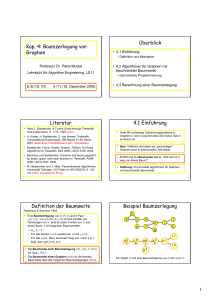 Kap. 4: Baumzerlegung von Graphen Überblick Literatur 4.1