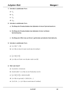 Aufgaben-Blatt Mengen I