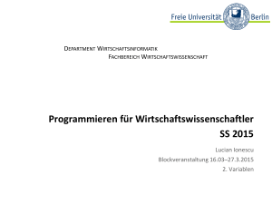 Programmieren für Wirtschaftswissenschaftler SS