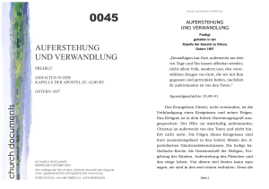 AUFERSTEHUNG UND VERWANDLUNG church documents