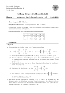 Prüfung Höhere Mathematik I/II