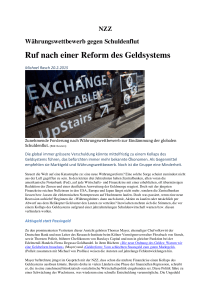 Ruf nach einer Reform des Geldsystems