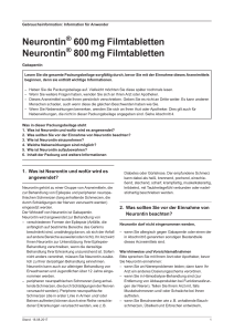 Neurontin ® 600 mg und 800 mg Filmtabletten