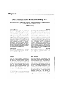 Originalia Die homöopathische Krebsbehandlung