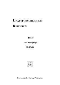 UNAUSFORSCHLICHER REICHTUM Texte