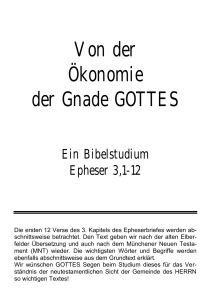 Von der Ökonomie der Gnade GOTTES