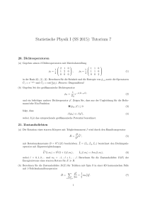 Statistische Physik I (SS 2015): Tutorium 7