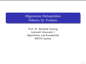 Allgemeines Halteproblem Hilberts 10. Problem