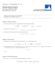 Analysis 1,¨Ubungsblatt Nr. 11 - Mathematisches Institut der