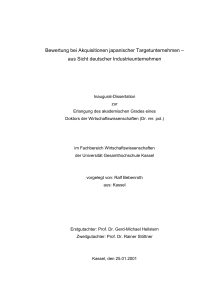 Bewertung bei Akquisitionen japanischer Targetunternehmen – aus