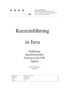 Kurzeinführung in Java - BFH-TI Staff