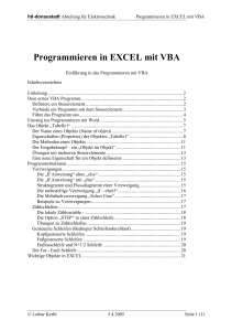 Programmieren in EXCEL mit VBA