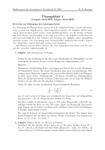 Ubungsblatt 1 - Astrophysik an der Universität Potsdam