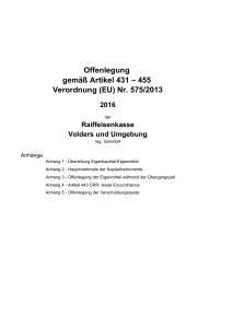 Offenlegung gemäß Artikel 431 – 455 Verordnung (EU) Nr. 575/2013