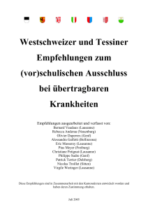 Westschweizer und Tessiner Empfehlungen zum (vor)schulischen