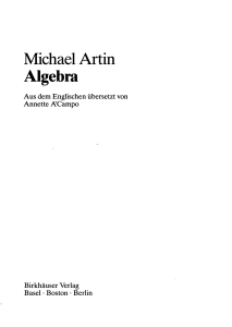 Michael Artin Algebra