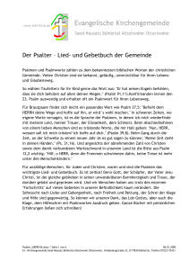 Der Psalter – Lied- und Gebetbuch der Gemeinde