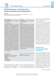 Juvenile arthritis â clinical features and aspects of health care