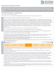 Wesentliche Anlegerinformationen GLS Bank Klimafonds