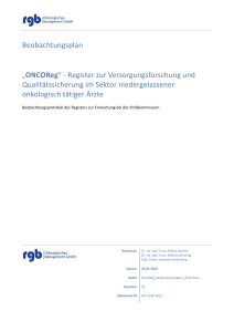 Beobachtungsplan „ONCOReg“ - Register zur