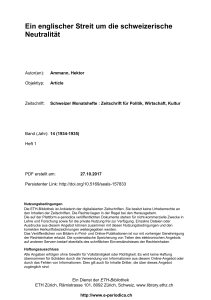 Ein englischer Streit um die schweizerische Neutralität - E