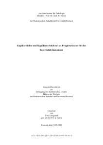 Kapillardichte und Kapillararchitektur als Prognosefaktor für das