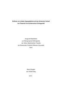 Einfluss von initialer Hyperglykämie auf den klinischen