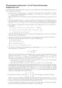 ¨Ubungsaufgaben Mathematik 1 für BA Physik/Meteorologie