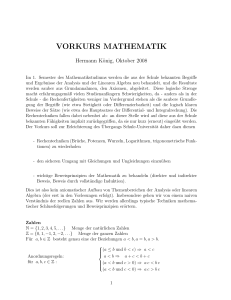 VORKURS MATHEMATIK