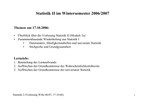 Statistik II im Wintersemester 2006/2007