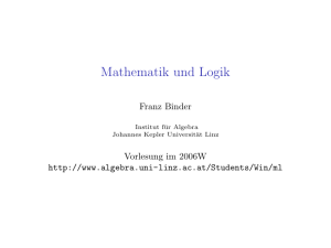 Mathematik und Logik - Institute for Algebra