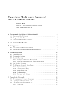 Theoretische Physik in zwei Semestern I Teil A