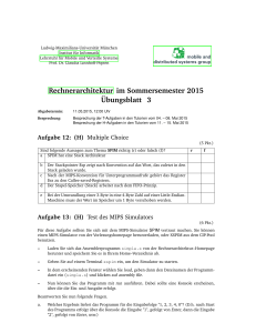 Rechnerarchitektur im Sommersemester 2015 Übungsblatt 3