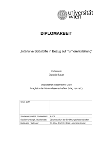 Diplomarbeit Intensive Süssstoffe in Bezug auf - E