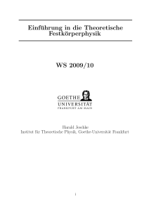Einführung in die Theoretische Festkörperphysik WS 2009/10