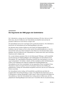 Die Argumente der SNB gegen die Goldinitiative
