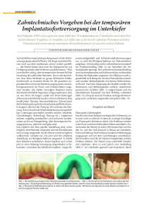 Zahntechnisches Vorgehen bei der temporären