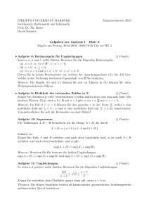 Blatt 2 x Aufgabe 8: Rechenregeln f ur Ungleichungen (a) a<b A Vc