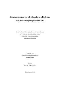 Untersuchungen zur physiologischen Rolle der