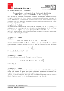 ¨Ubungsaufgaben Mathematik II für Studierende der Physik: Blatt 9